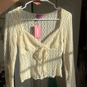 Cream Lace Wrap Top